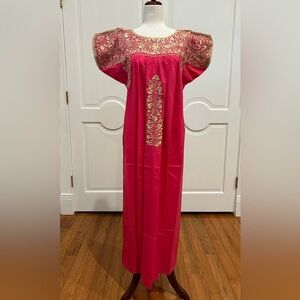 San Antonino Maxi Dress,Oaxaca Mexican dress.Hand Embroidered with Silk Threads.